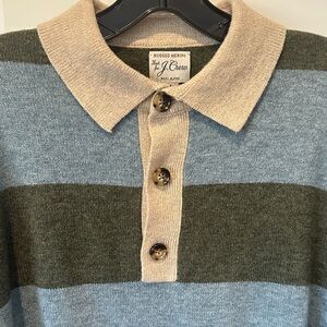 J.Crew Merino Polo in Blue and Green Stripes